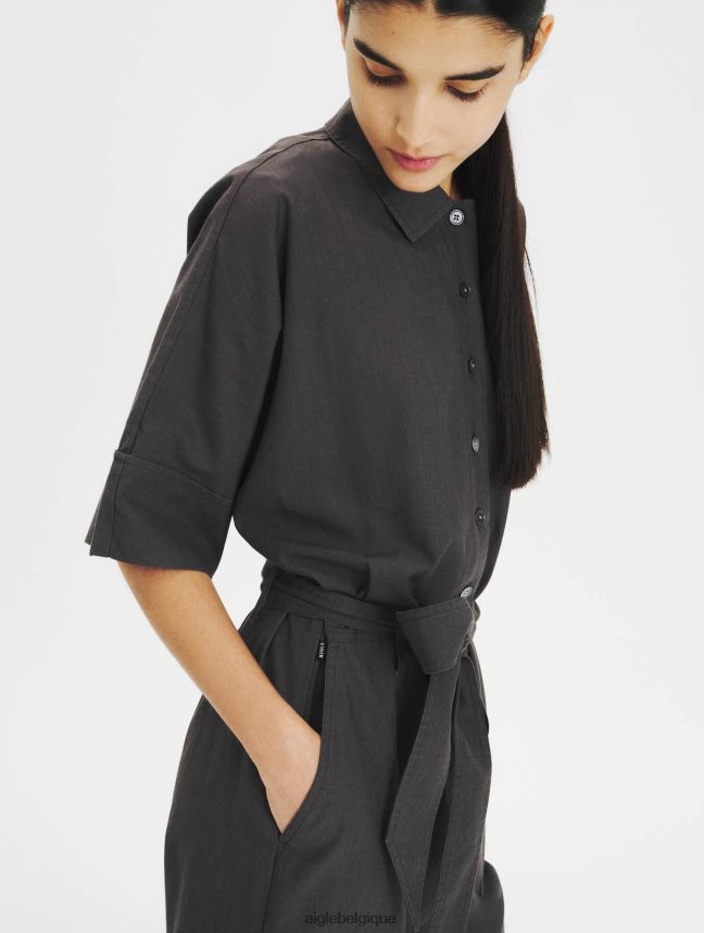 Aigle vêtements combinaison en coton et tencel charbon femmes HV42L2636