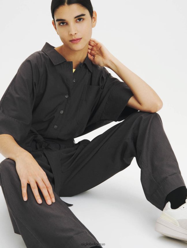 Aigle vêtements combinaison en coton et tencel charbon femmes HV42L2636