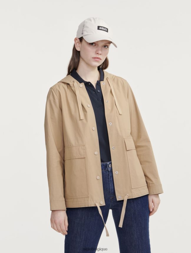 Aigle vêtements parka courte à capuche gros grain osier je femmes HV42L2477