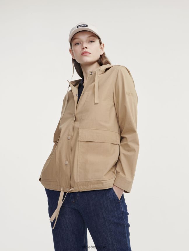 Aigle vêtements parka courte à capuche gros grain osier je femmes HV42L2477