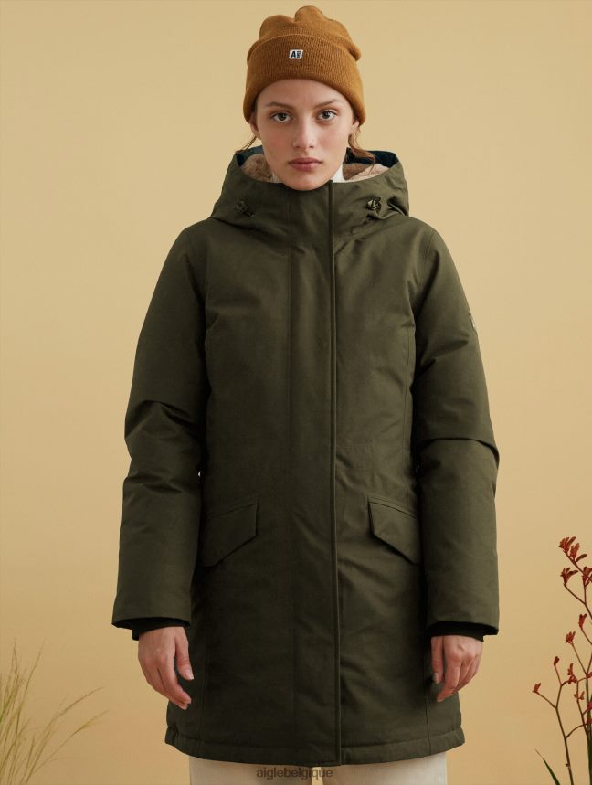 Aigle vêtements parka en duvet très chaude et gore-tex kaki femmes HV42L2713