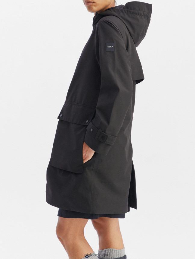 Aigle vêtements parka longue en gore-tex noir femmes HV42L2427