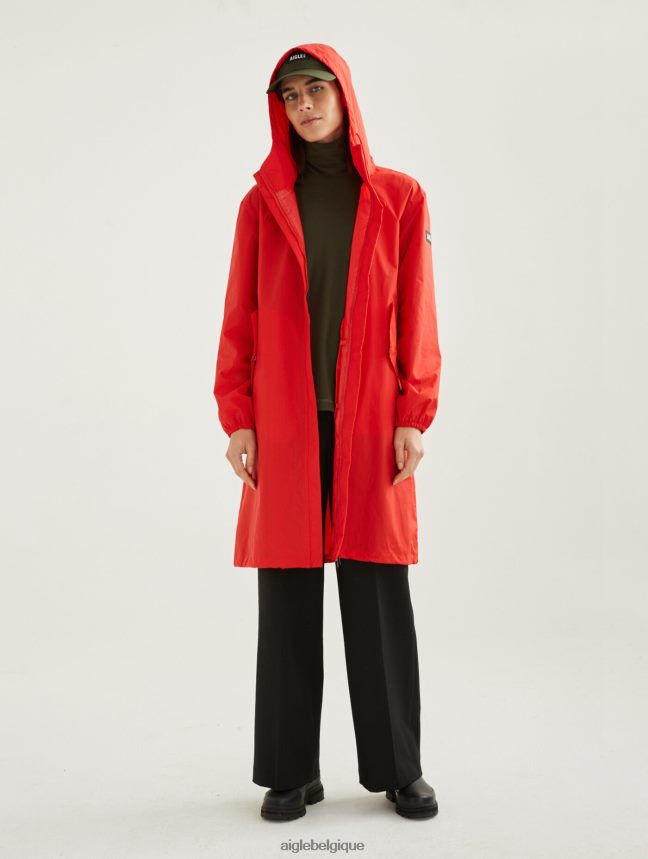 Aigle vêtements parka mtd à capuche longue coquelicot femmes HV42L2502