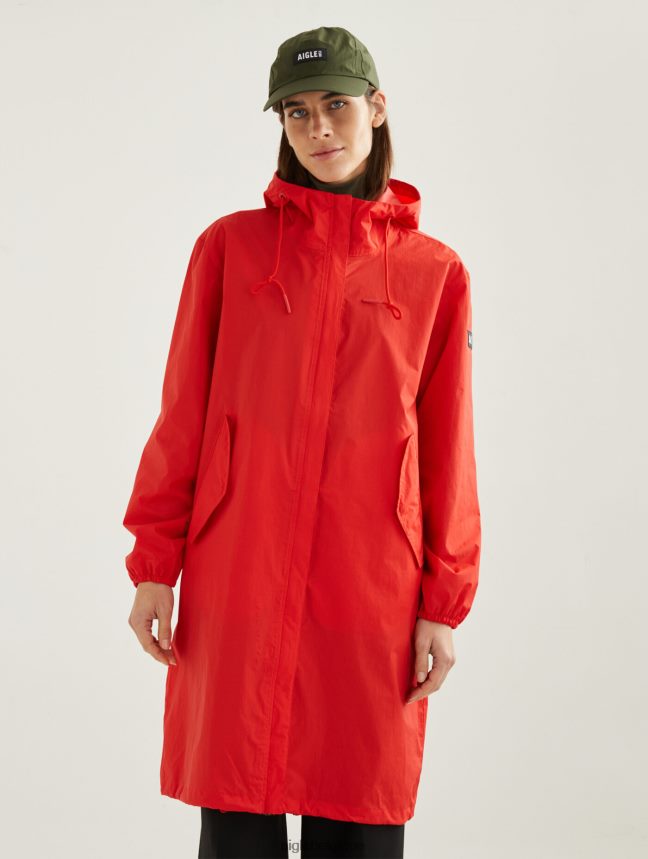 Aigle vêtements parka mtd à capuche longue coquelicot femmes HV42L2502