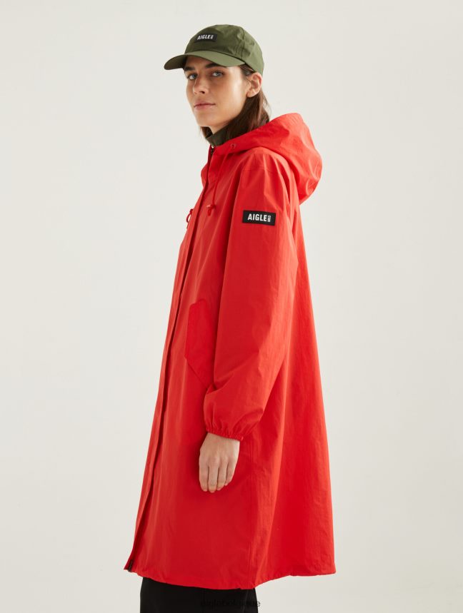 Aigle vêtements parka mtd à capuche longue coquelicot femmes HV42L2502