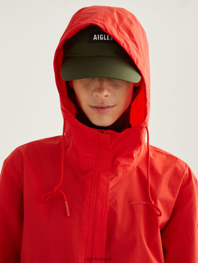 Aigle vêtements parka mtd à capuche longue coquelicot femmes HV42L2502