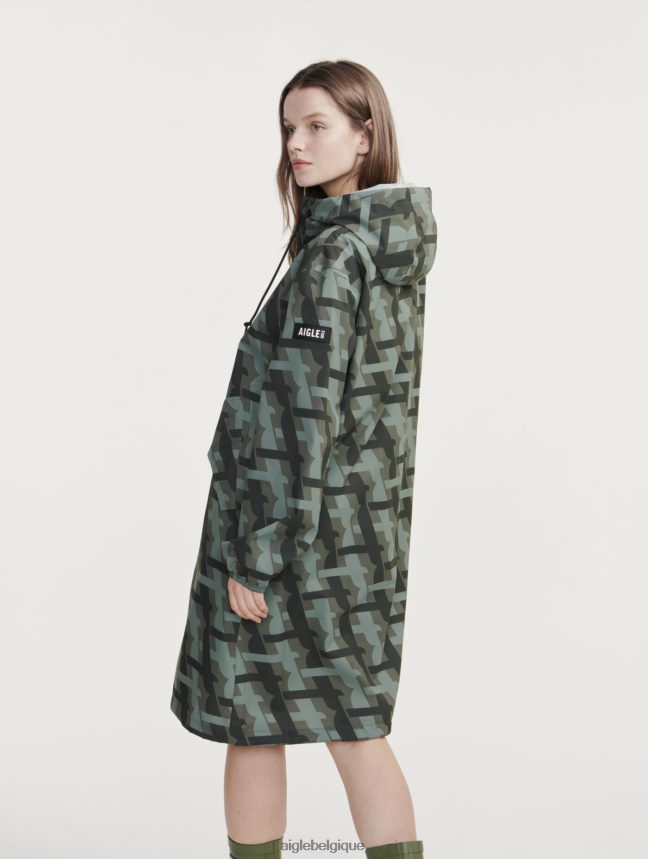 Aigle vêtements parka mtd à capuche longue imprimée kaki pr femmes HV42L2466