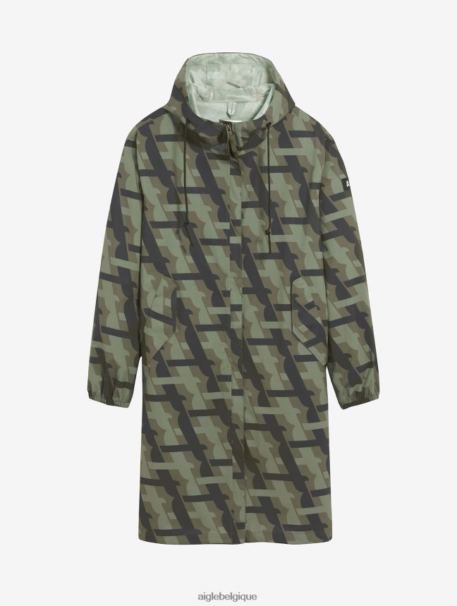 Aigle vêtements parka mtd à capuche longue imprimée kaki pr femmes HV42L2466