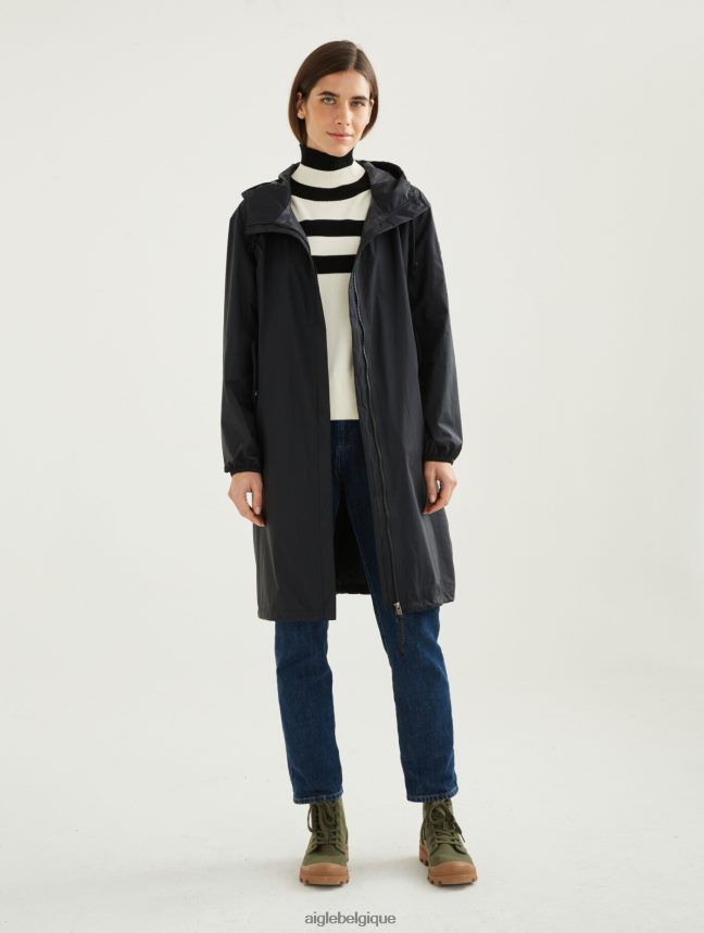 Aigle vêtements parka mtd à capuche longue noir femmes HV42L2481