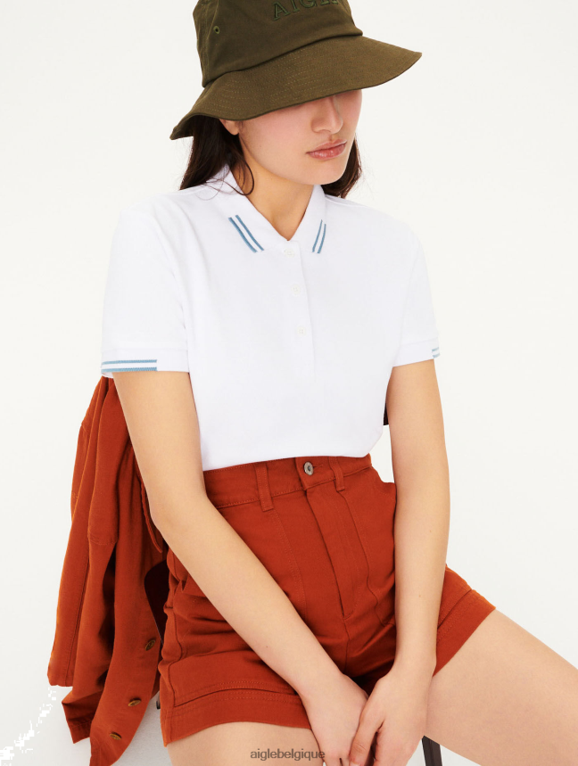 Aigle vêtements polo en coton biologique blanc femmes HV42L2624