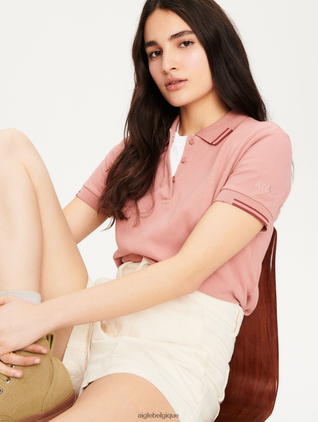 Aigle vêtements polo en coton biologique bois de rose foncé femmes HV42L2640