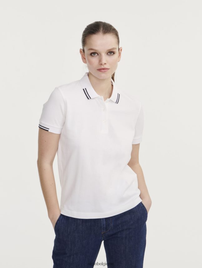 Aigle vêtements polo en piqué à manches courtes blanc femmes HV42L2489