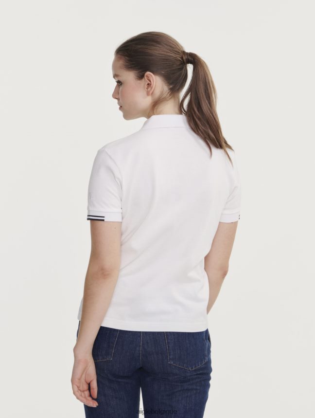 Aigle vêtements polo en piqué à manches courtes blanc femmes HV42L2489