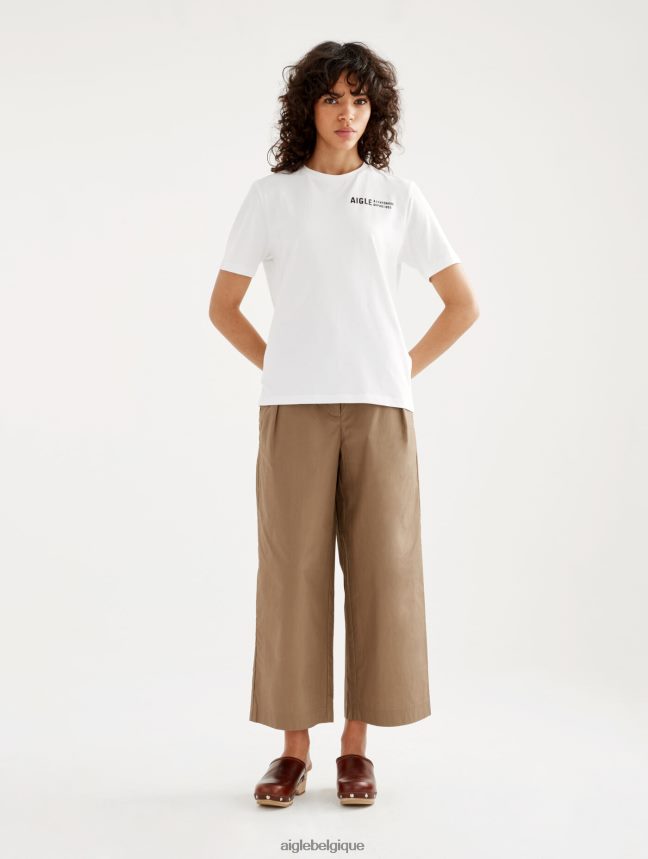 Aigle vêtements t-shirt à col rond en coton biologique blanc femmes HV42L2588