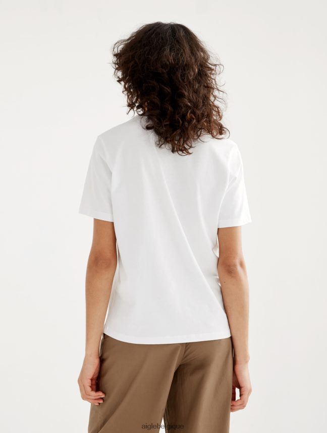 Aigle vêtements t-shirt à col rond en coton biologique blanc femmes HV42L2588