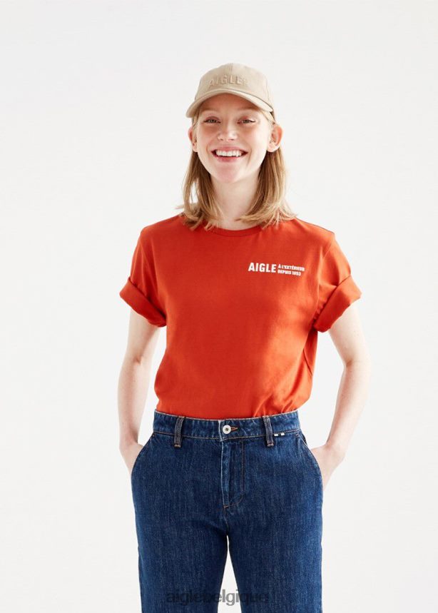 Aigle vêtements t-shirt à col rond en coton biologique goji femmes HV42L2546