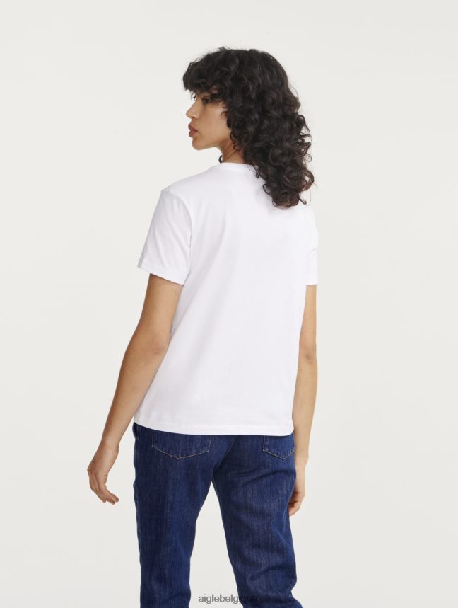 Aigle vêtements t-shirt imprimé à manches courtes en pyratex lait femmes HV42L2699