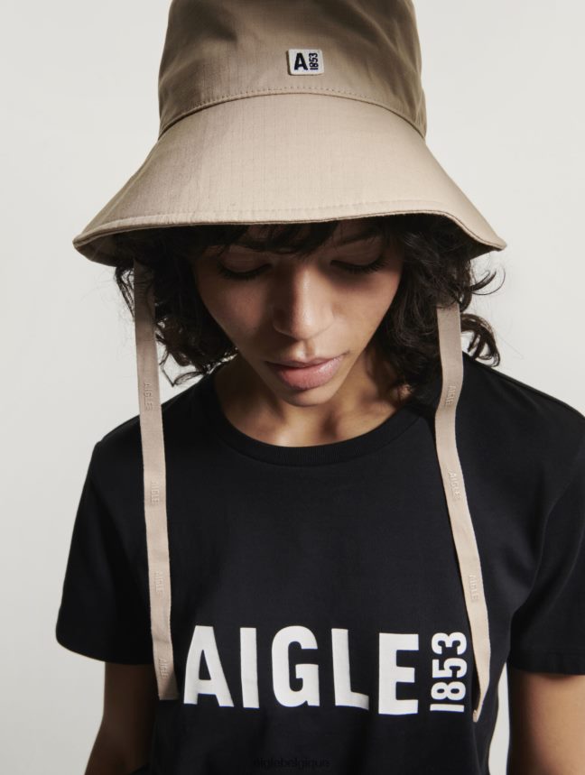 Aigle vêtements t-shirt imprimé à manches courtes en pyratex noir femmes HV42L2582