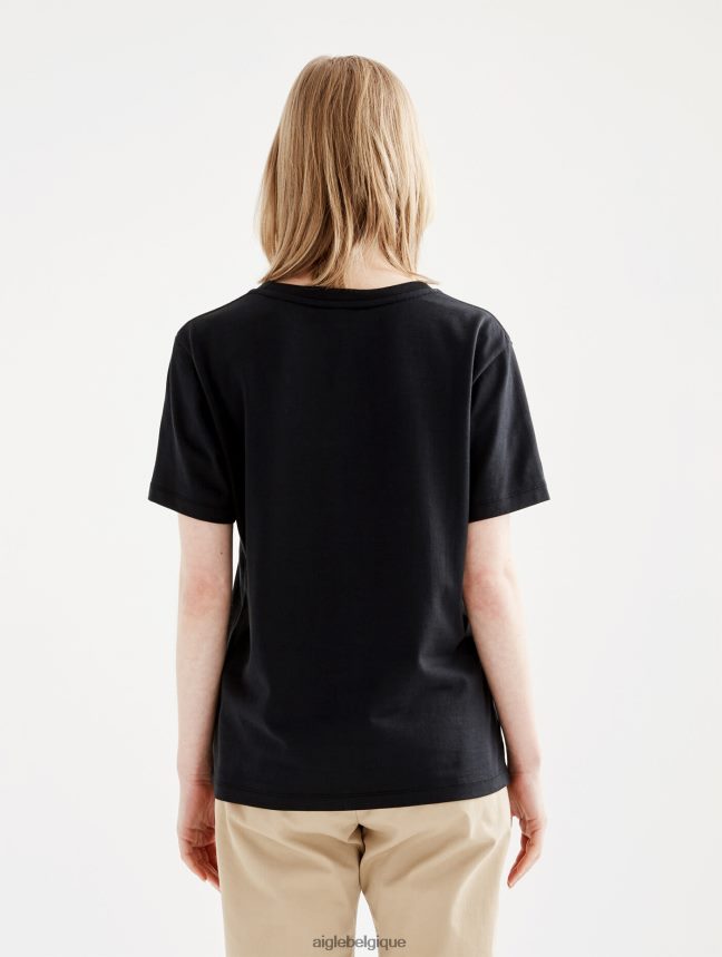 Aigle vêtements t-shirt imprimé à manches courtes en pyratex noir femmes HV42L2582