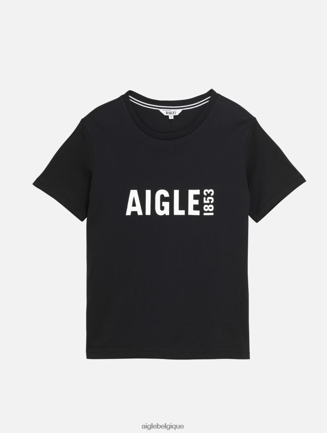 Aigle vêtements t-shirt imprimé à manches courtes en pyratex noir femmes HV42L2582