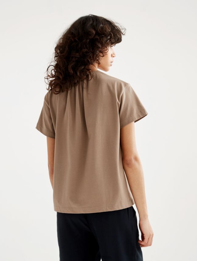 Aigle vêtements t-shirt à manches courtes avec encolure froncée cappuccino femmes HV42L2548