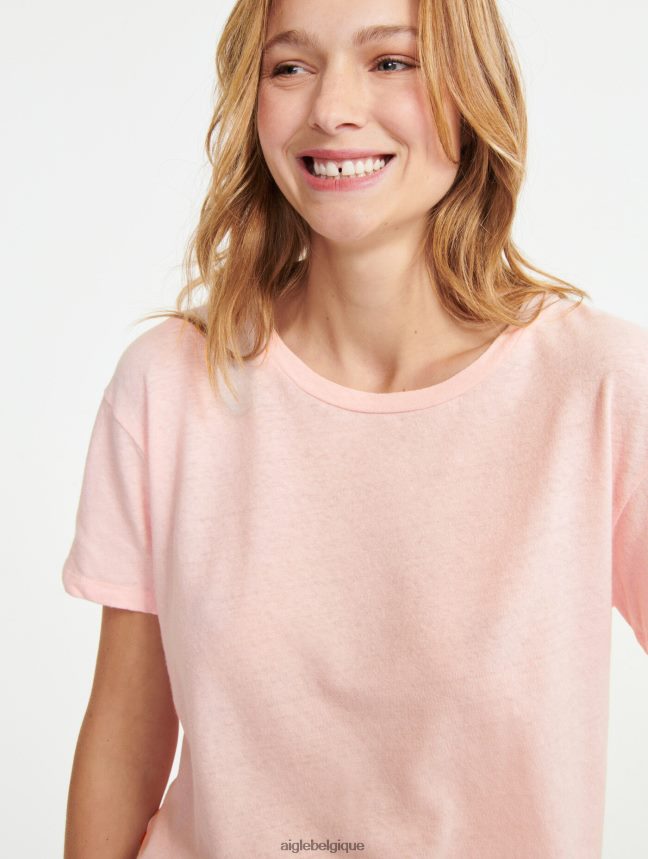 Aigle vêtements t-shirt à manches courtes en lin mélangé cerisier femmes HV42L2685
