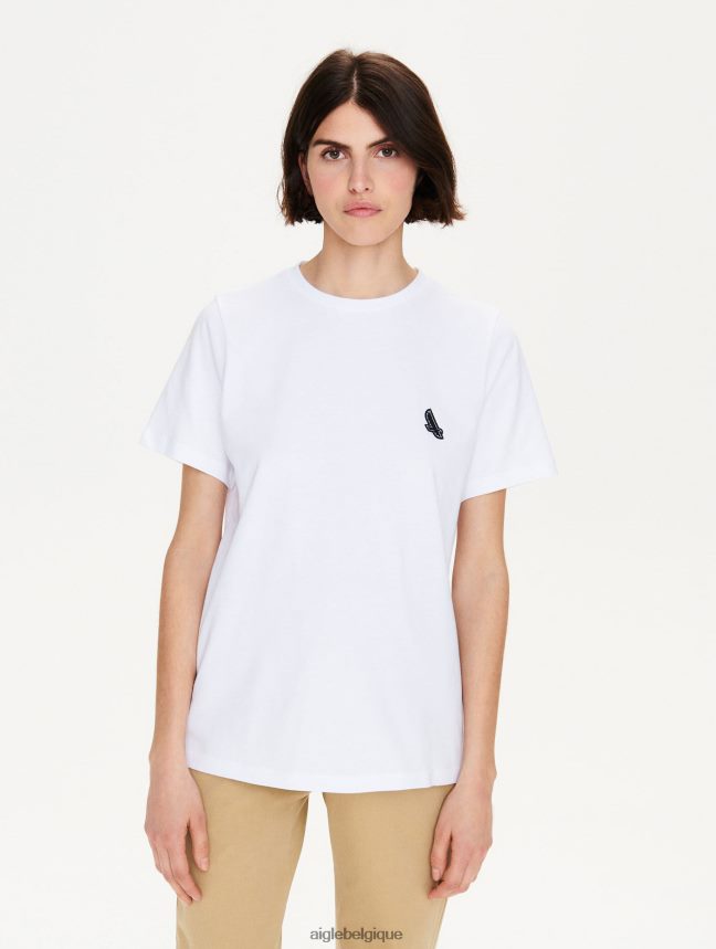Aigle vêtements t-shirt ras de cou à badge logo blanc femmes HV42L2709