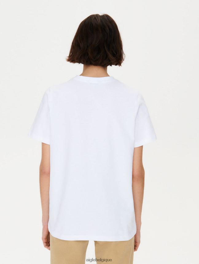 Aigle vêtements t-shirt ras de cou à badge logo blanc femmes HV42L2709