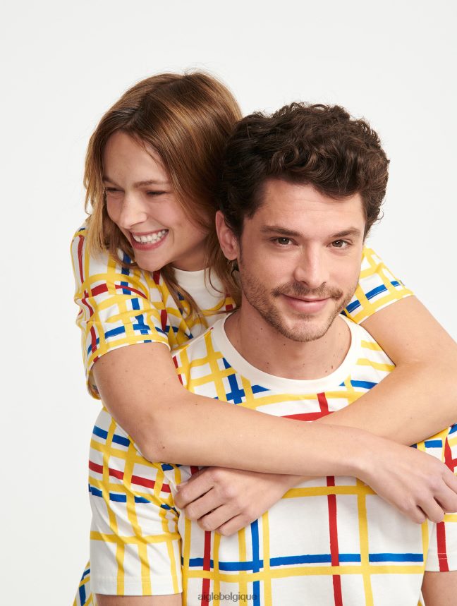 Aigle x Centre Pompidou vêtements t-shirt à col rond Mondrian femmes HV42L210