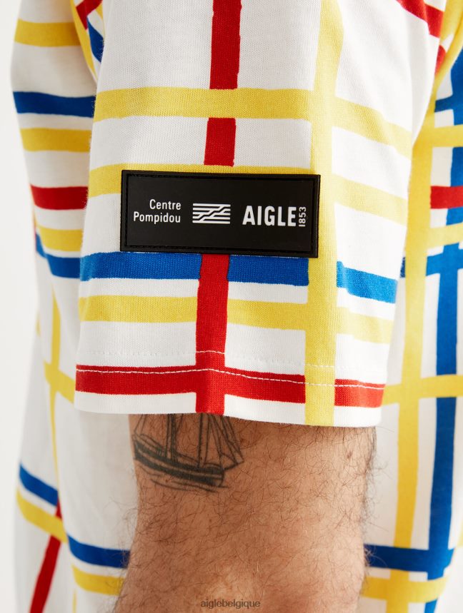Aigle x Centre Pompidou vêtements t-shirt à col rond Mondrian femmes HV42L210