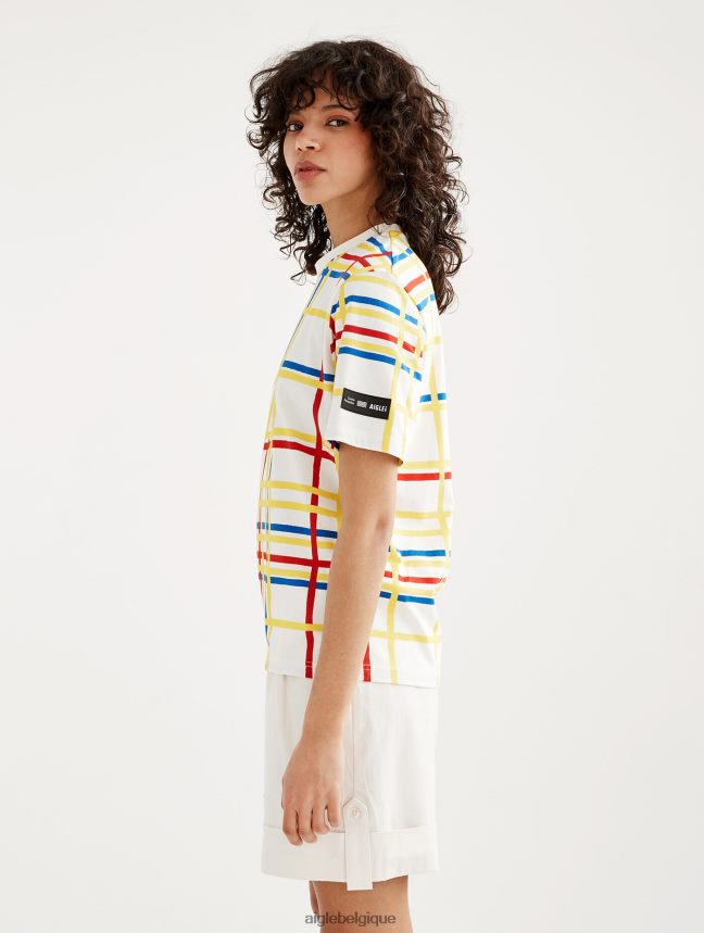 Aigle x Centre Pompidou vêtements t-shirt à col rond Mondrian femmes HV42L210
