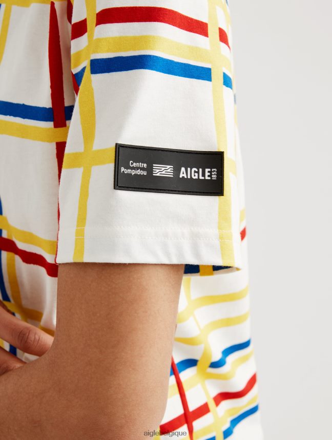 Aigle x Centre Pompidou vêtements t-shirt à col rond Mondrian femmes HV42L210