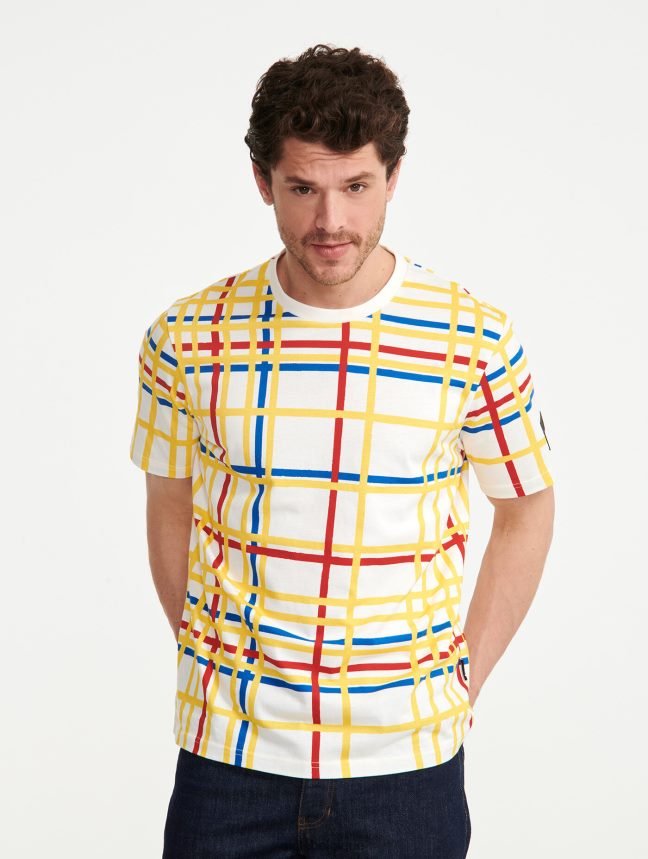 Aigle x Centre Pompidou vêtements t-shirt à col rond Mondrian femmes HV42L210