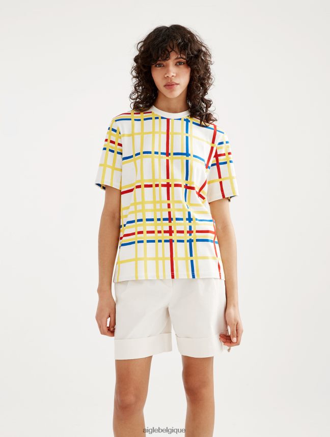 Aigle x Centre Pompidou vêtements t-shirt à col rond Mondrian femmes HV42L210