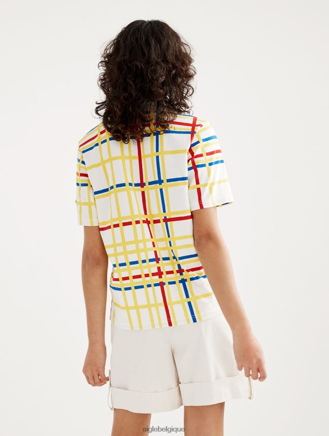 Aigle x Centre Pompidou vêtements t-shirt à col rond Mondrian femmes HV42L210