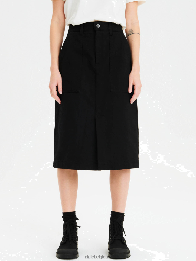 Aigle vêtements jupe mi longue coupe droite Onyx noir femmes HV42L2677