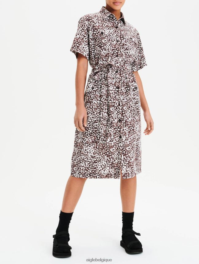 Aigle vêtements robe chemise en tencel et coton version imprimée fudge pr femmes HV42L2641