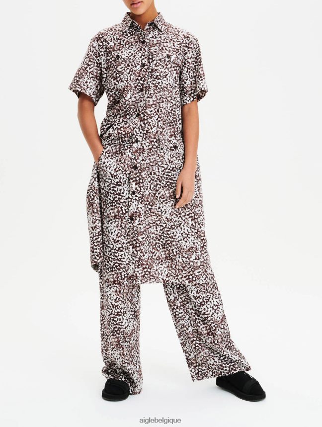 Aigle vêtements robe chemise en tencel et coton version imprimée fudge pr femmes HV42L2641