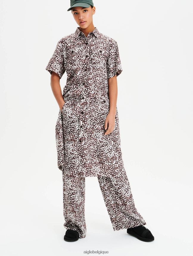 Aigle vêtements robe chemise en tencel et coton version imprimée fudge pr femmes HV42L2641