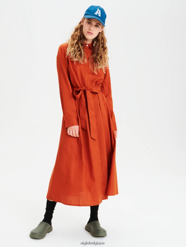 Aigle vêtements robe longue à taille incurvée brun doré femmes HV42L2690