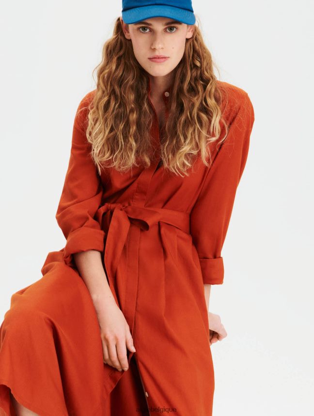 Aigle vêtements robe longue à taille incurvée brun doré femmes HV42L2690