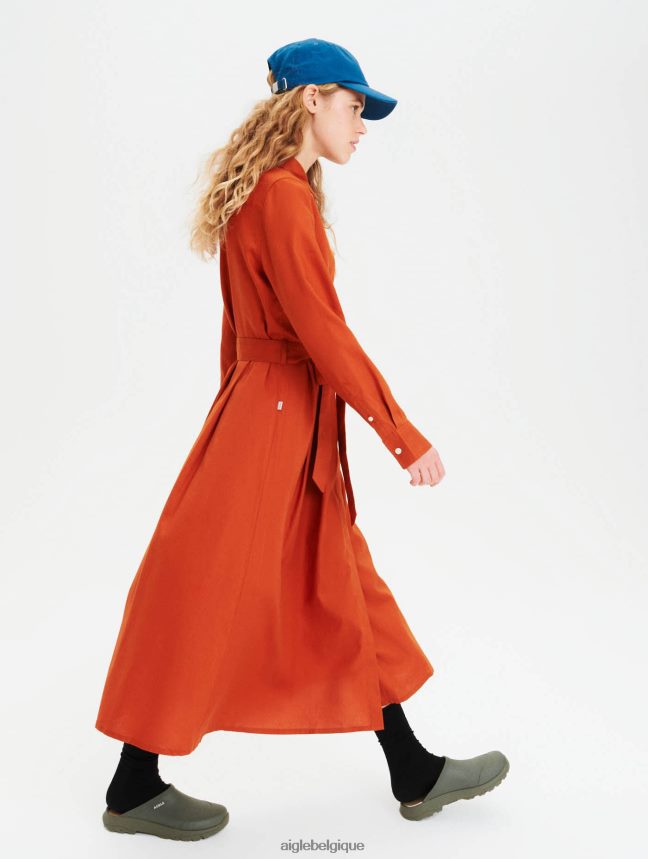 Aigle vêtements robe longue à taille incurvée brun doré femmes HV42L2690