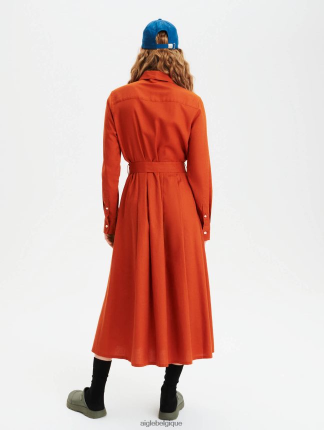 Aigle vêtements robe longue à taille incurvée brun doré femmes HV42L2690