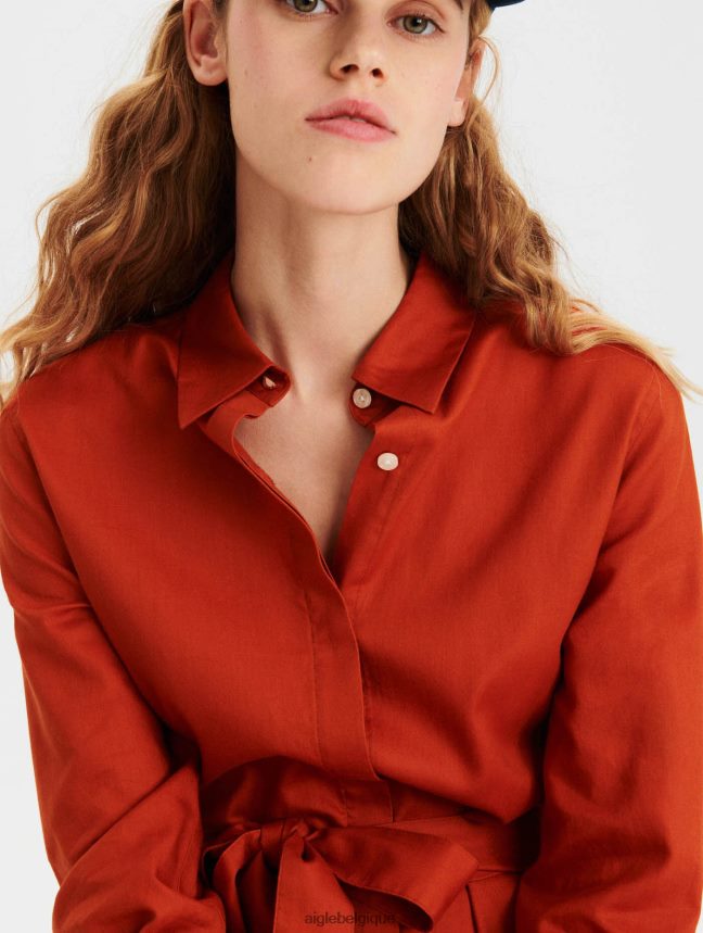 Aigle vêtements robe longue à taille incurvée brun doré femmes HV42L2690