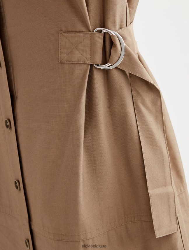 Aigle vêtements robe midi ajustée boutonnée cappuccino femmes HV42L2535