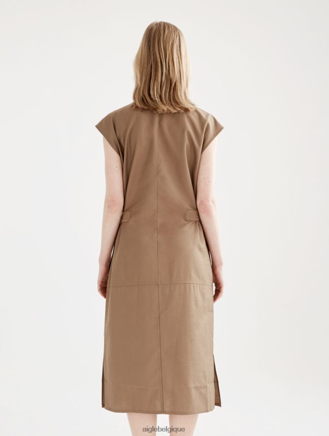 Aigle vêtements robe midi ajustée boutonnée cappuccino femmes HV42L2535