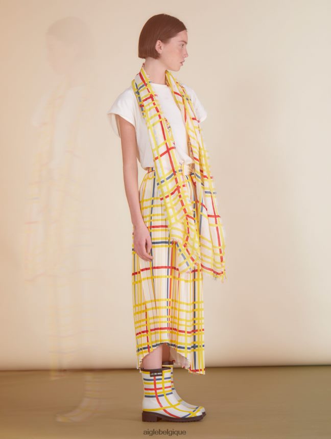 Aigle x Centre Pompidou vêtements jupe longue plissée Mondrian femmes HV42L2583