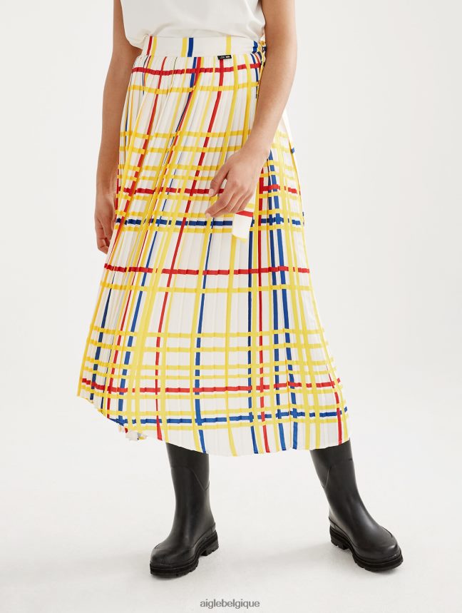 Aigle x Centre Pompidou vêtements jupe longue plissée Mondrian femmes HV42L2583