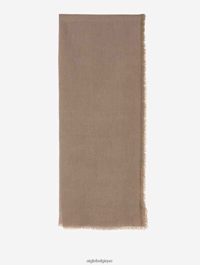 Aigle accessoires écharpe en lin uni à franges cappuccino Hommes HV42L2382
