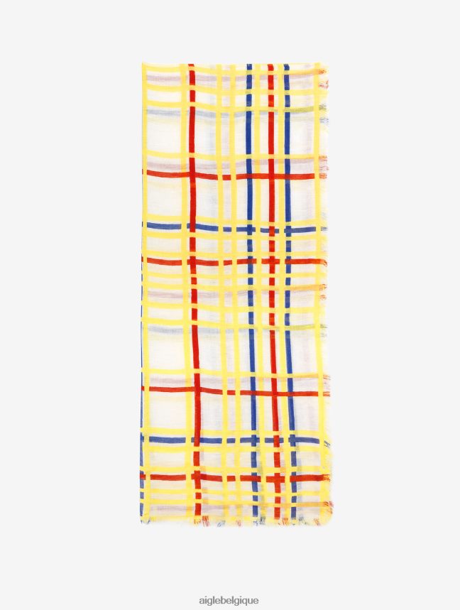 Aigle x Centre Pompidou accessoires écharpe en lin imprimé Mondrian Hommes HV42L2366